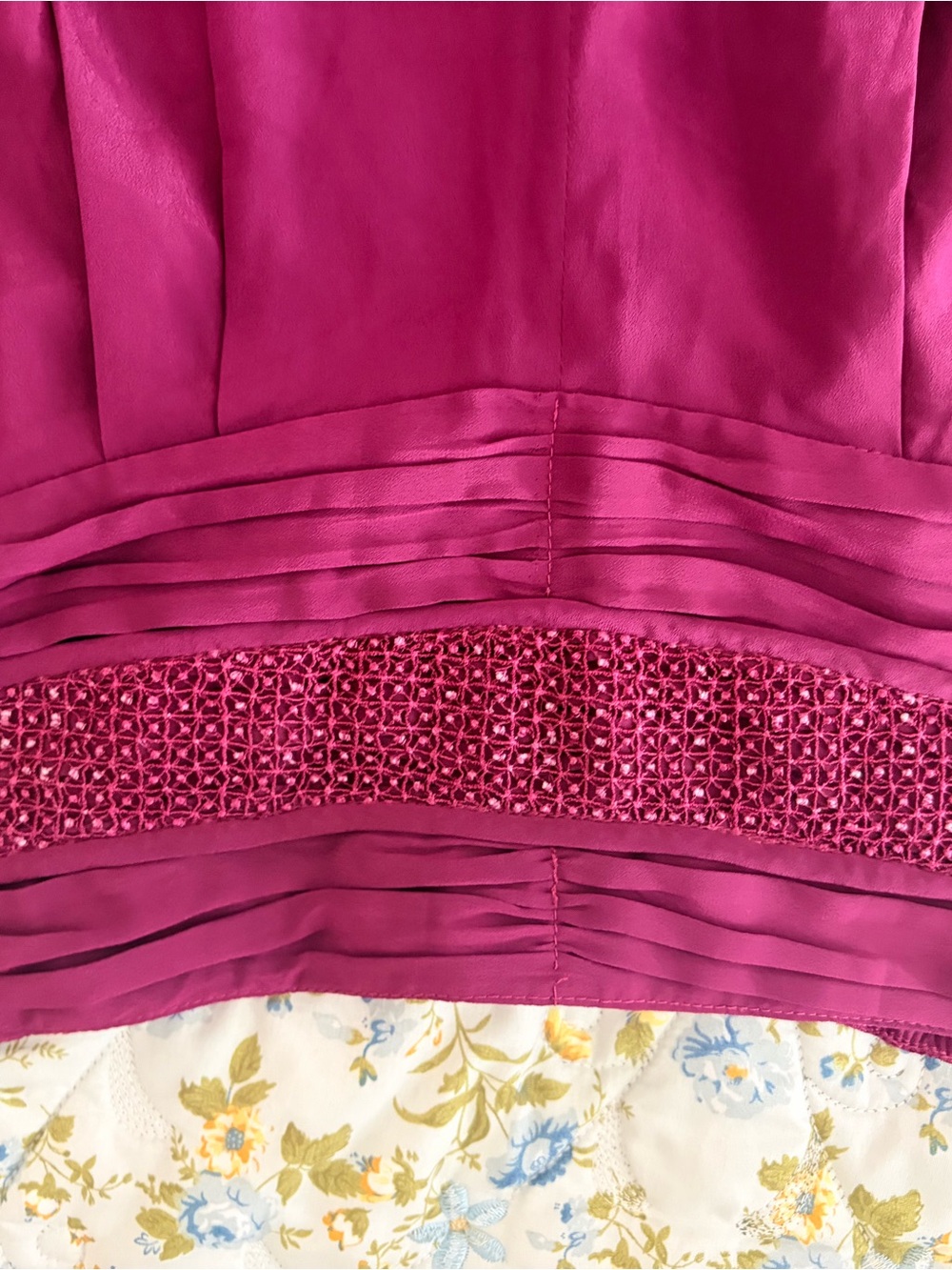 BERTA Couture Magenta Silk Long Wide Leg Shorts Beaded Waistband Size 6